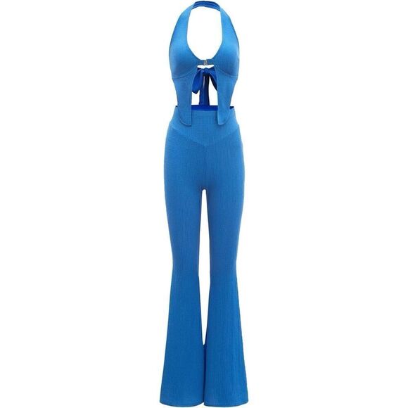 Verdusa Women's 2 Piece Outfits Halter Top and Wide Leg Pant Set NEW - Picture 1 of 8